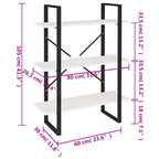 3-Tier Book Cabinet White 80x30x105 cm Solid Pine Wood