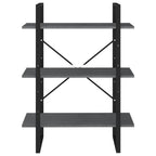 3-Tier Book Cabinet Grey 80x30x105 cm Solid Pine Wood