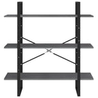 3-Tier Book Cabinet Grey 100x30x105 cm Solid Pine Wood