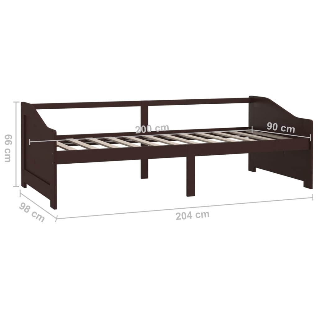 3-Seater Day Bed without Mattress Dark Brown 90x200cm