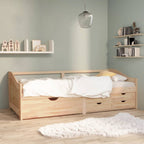 3-Seater Day Bed Without Mattress Solid Pinewood 90X200Cm