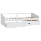 3-Seater Day Bed without Mattress White Solid Pinewood 90x200cm