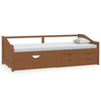 3-Seater Day Bed without Mattress Honey Brown Solid Pinewood 90x200cm
