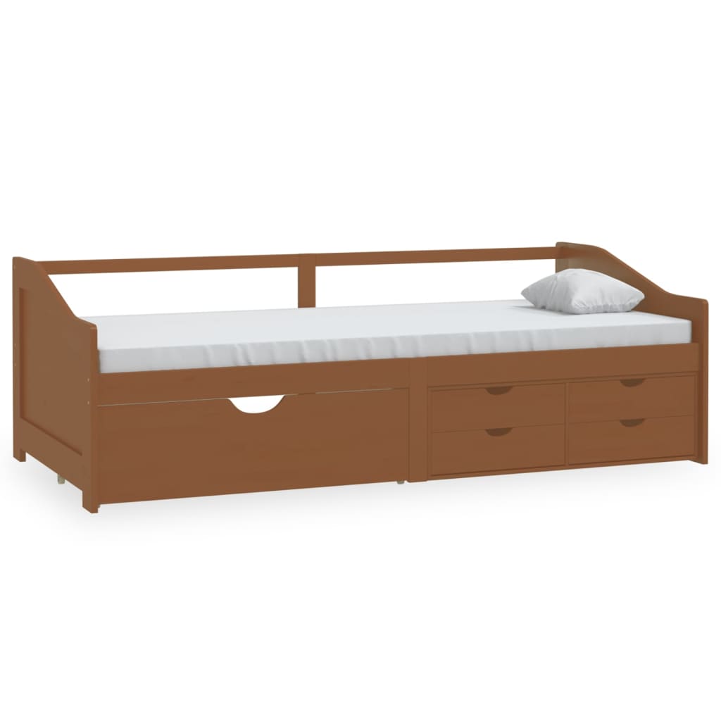 3-Seater Day Bed without Mattress Honey Brown Solid Pinewood 90x200cm