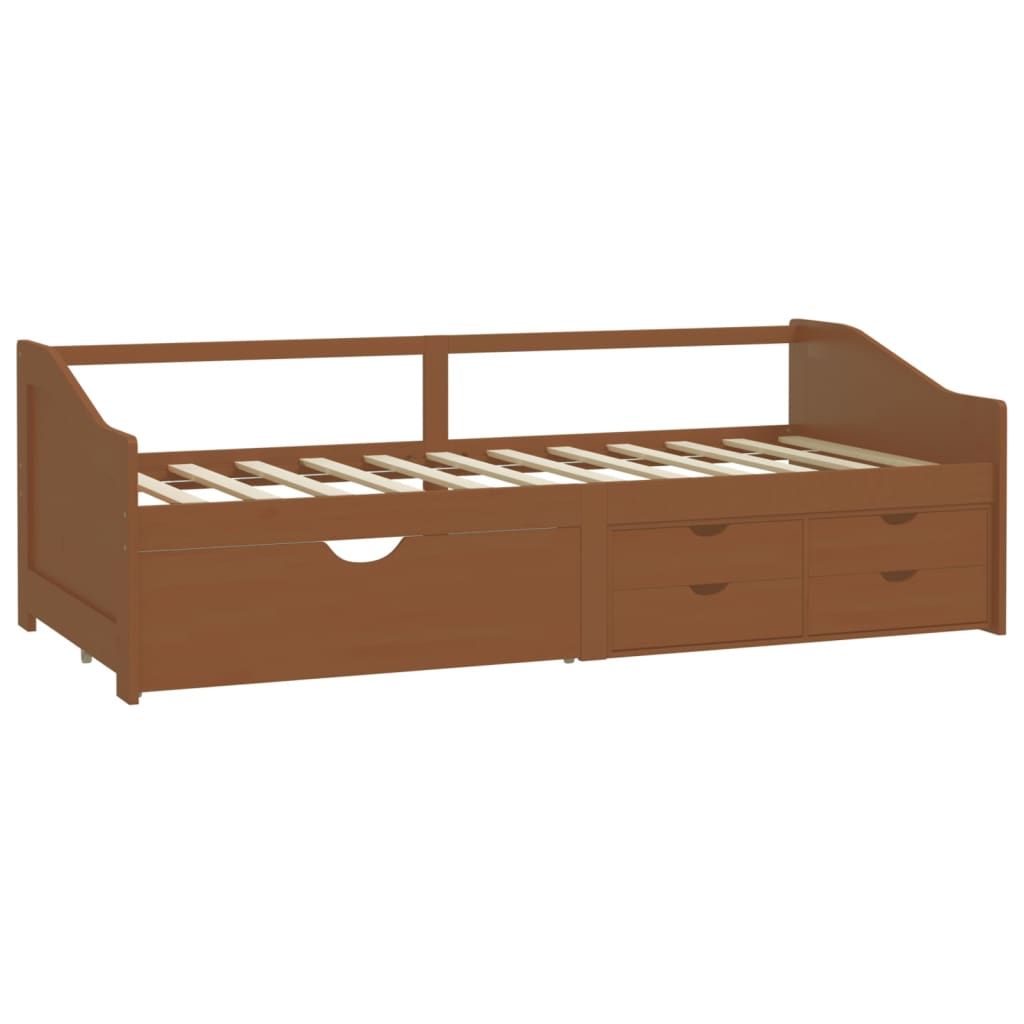 3-Seater Day Bed without Mattress Honey Brown Solid Pinewood 90x200cm