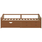 3-Seater Day Bed without Mattress Honey Brown Solid Pinewood 90x200cm