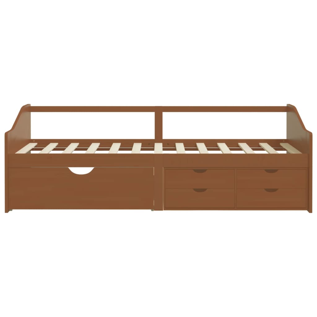 3-Seater Day Bed without Mattress Honey Brown Solid Pinewood 90x200cm