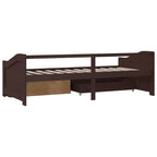 3-Seater Day Bed without Mattress Dark Brown Solid Pinewood 90x200cm