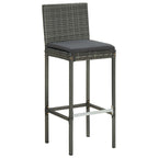 Garden Bar Stools with Cushions 2 pcs Grey Poly Rattan