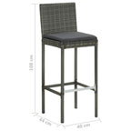 Garden Bar Stools with Cushions 2 pcs Grey Poly Rattan