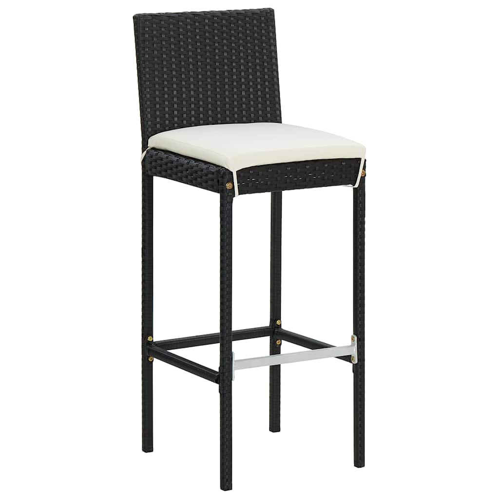 Garden Bar Stools with Cushions 4 pcs Black Poly Rattan