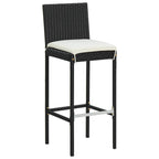 Garden Bar Stools with Cushions 4 pcs Black Poly Rattan
