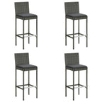 Garden Bar Stools with Cushions 4 pcs Grey Poly Rattan