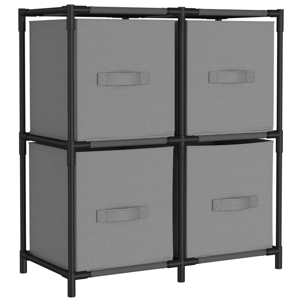 Storage Cabinet with 4 Fabric Baskets Grey 63x30x71 cm Steel