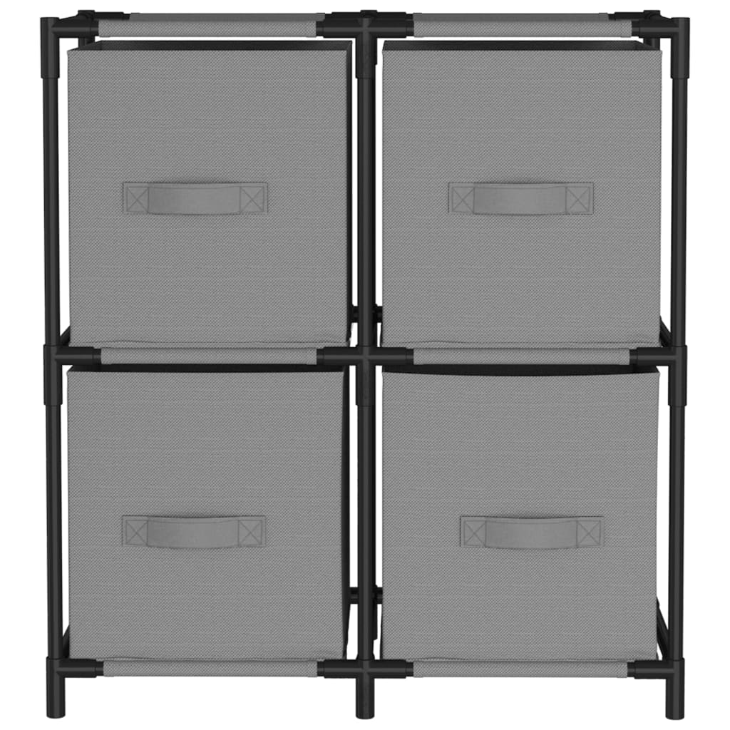 Storage Cabinet with 4 Fabric Baskets Grey 63x30x71 cm Steel