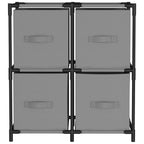 Storage Cabinet with 4 Fabric Baskets Grey 63x30x71 cm Steel