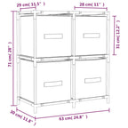 Storage Cabinet with 4 Fabric Baskets Grey 63x30x71 cm Steel