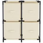 Storage Cabinet with 4 Fabric Baskets Cream 63x30x71 cm Steel