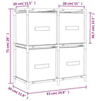 Storage Cabinet with 4 Fabric Baskets Cream 63x30x71 cm Steel