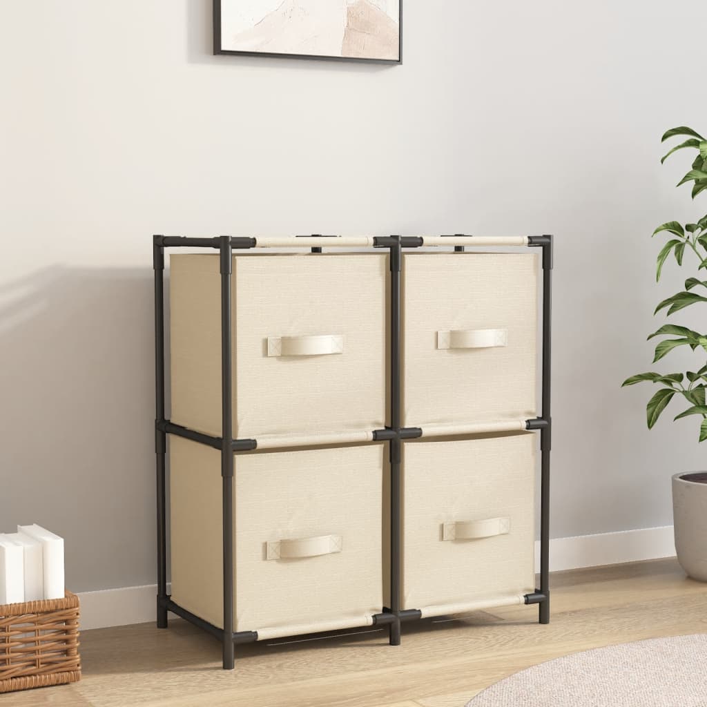 Storage Cabinet with 4 Fabric Baskets Cream 63x30x71 cm Steel