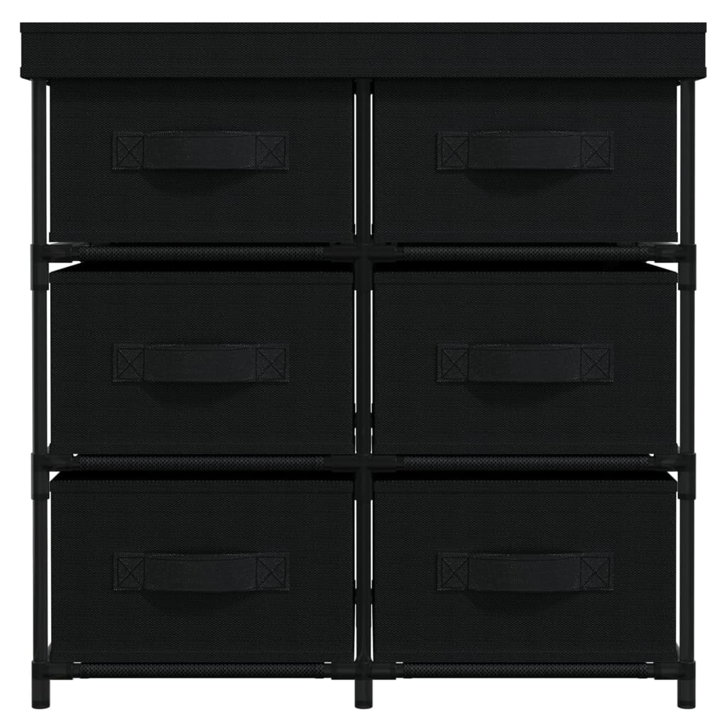 Storage Cabinet with 6 Drawers 55x29x55 cm Black Steel