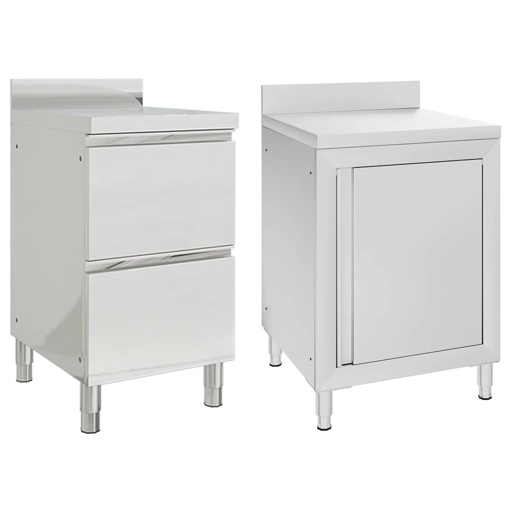 Commercial Kitchen Cabinets With 3 Drawers 2 Pcs 50X60X96 Cm