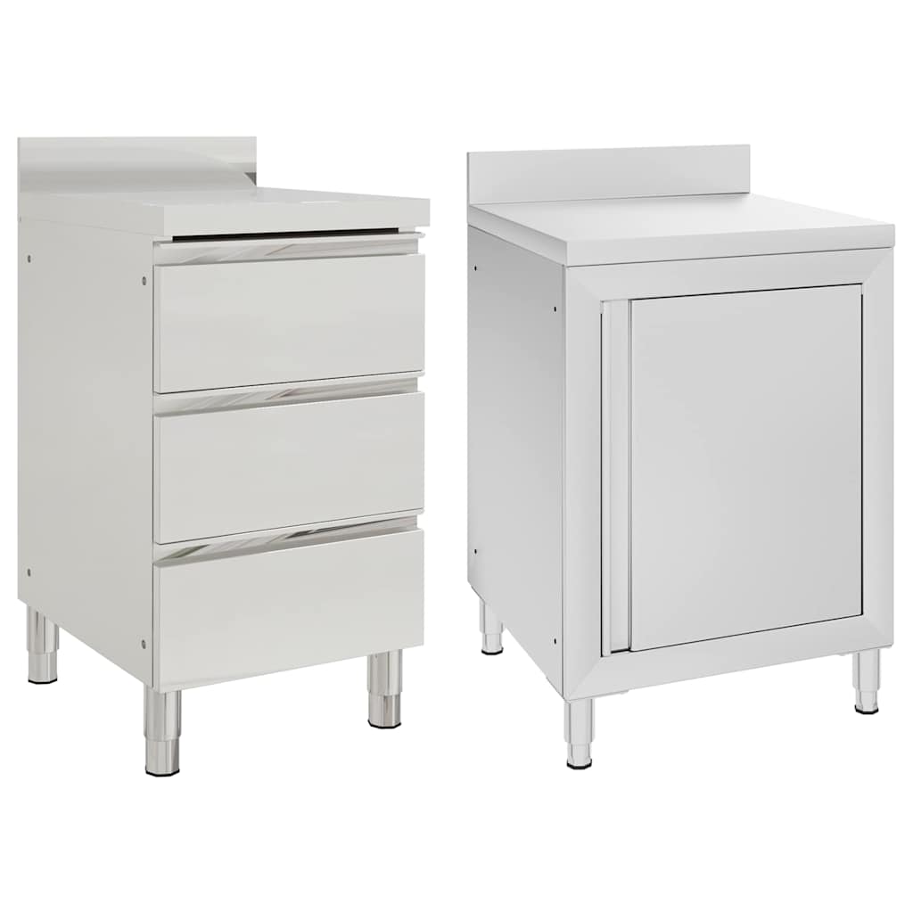 Commercial Kitchen Cabinets With 3 Drawers 2 Pcs 50X60X96 Cm
