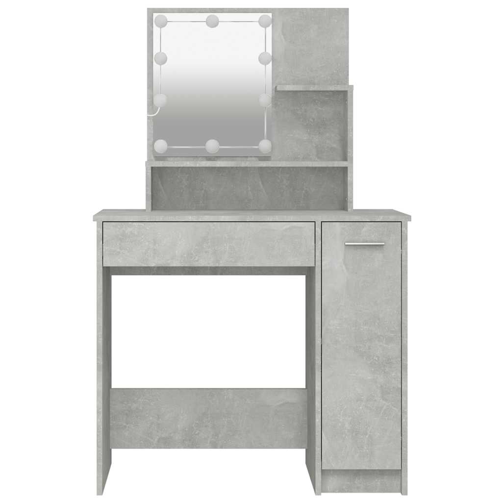 Dressing Table with LED Concrete Grey 86.5x35x136 cm