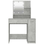 Dressing Table with LED Concrete Grey 86.5x35x136 cm