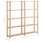 5-Tier Storage Rack 170x28.5x170 cm Solid Pinewood