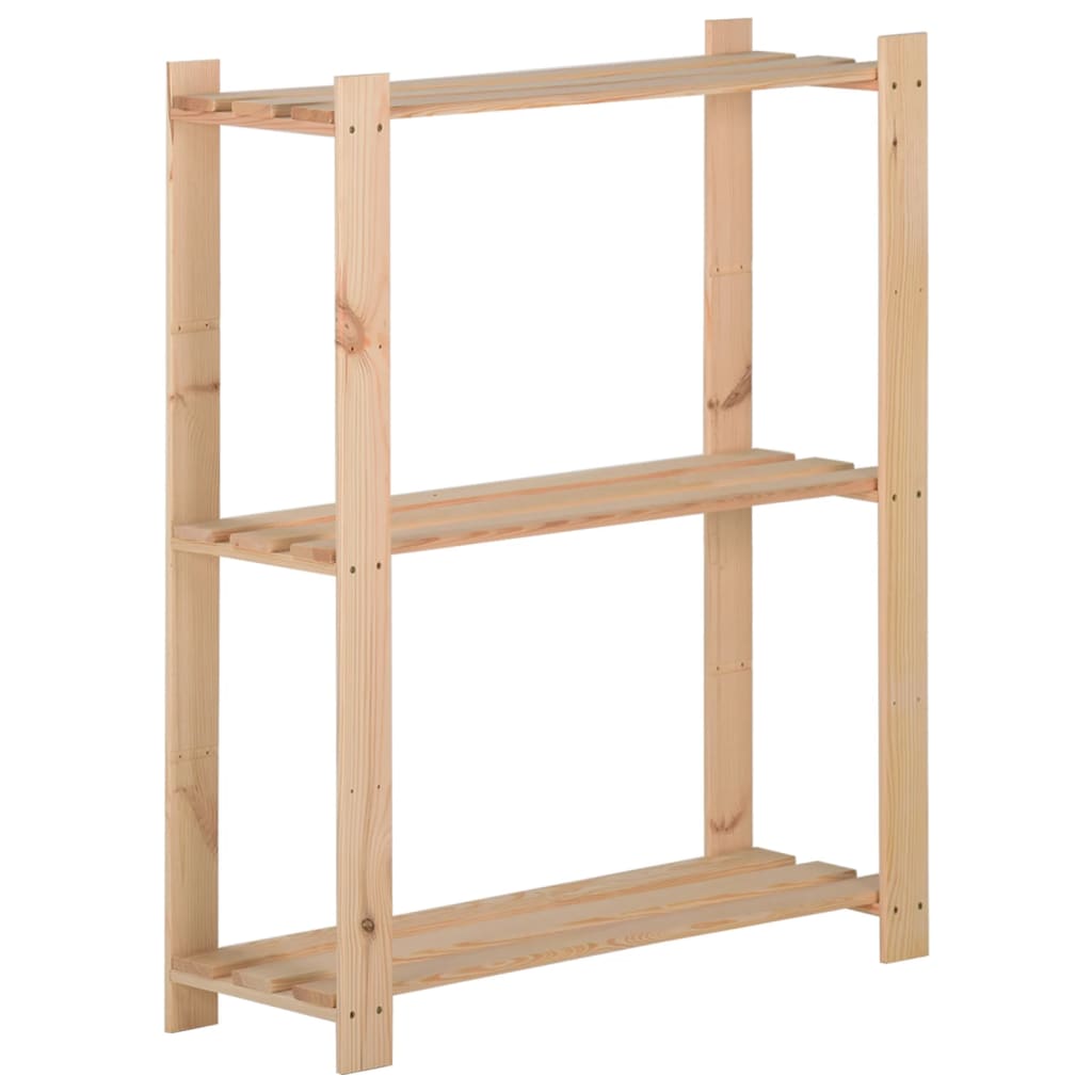 3-Tier Storage Rack Solid Pinewood