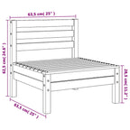 Garden Middle Sofa Black Solid Wood Pine