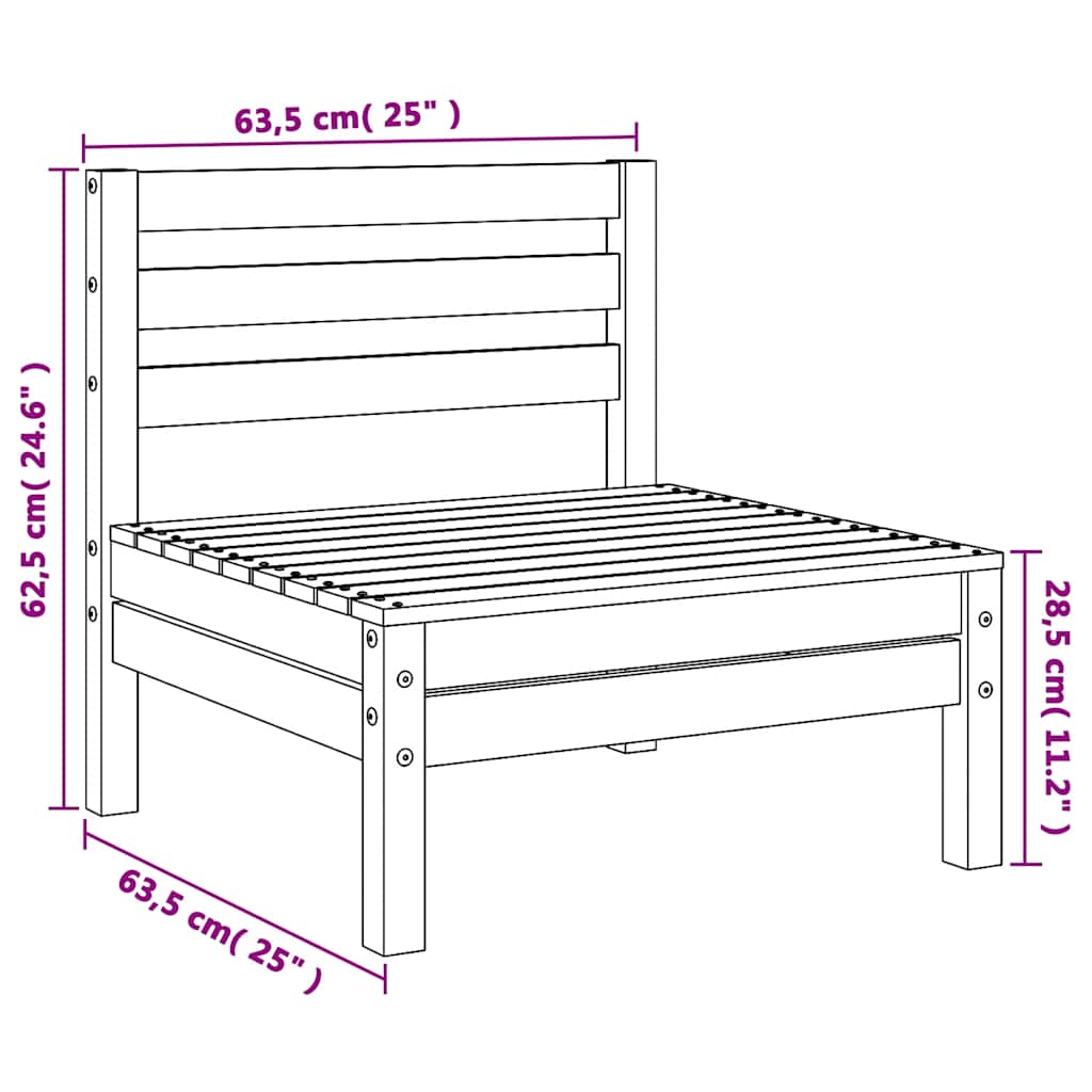 Garden Middle Sofas 2 pcs Solid Pinewood