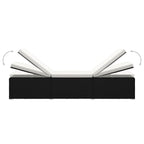 Sun Lounger with Cushion and Tea Table Poly Rattan Black