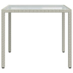 Garden Table 90x90x75 cm Tempered Glass and Poly Rattan White