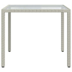 Garden Table 90x90x75 cm Tempered Glass and Poly Rattan White