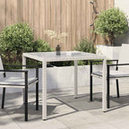 Garden Table 90x90x75 cm Tempered Glass and Poly Rattan White