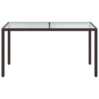 Garden Table 150x90x75 cm Tempered Glass and Poly Rattan Brown