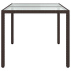 Garden Table 150x90x75 cm Tempered Glass and Poly Rattan Brown