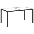 Garden Table 150x90x75 cm Tempered Glass and Poly Rattan Black