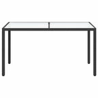 Garden Table 150x90x75 cm Tempered Glass and Poly Rattan Black