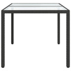 Garden Table 150x90x75 cm Tempered Glass and Poly Rattan Black