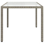 Garden Table 150x90x75 cm Tempered Glass and Poly Rattan Grey