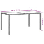 Garden Table 150x90x75 cm Tempered Glass and Poly Rattan Grey