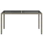 Garden Table 150x90x75 cm Tempered Glass and Poly Rattan Grey