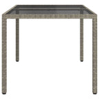 Garden Table 150x90x75 cm Tempered Glass and Poly Rattan Grey