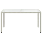 Garden Table 150x90x75 cm Tempered Glass and Poly Rattan White