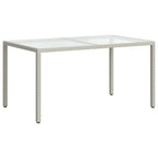 Garden Table 150x90x75 cm Tempered Glass and Poly Rattan White