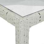 Garden Table 150x90x75 cm Tempered Glass and Poly Rattan White