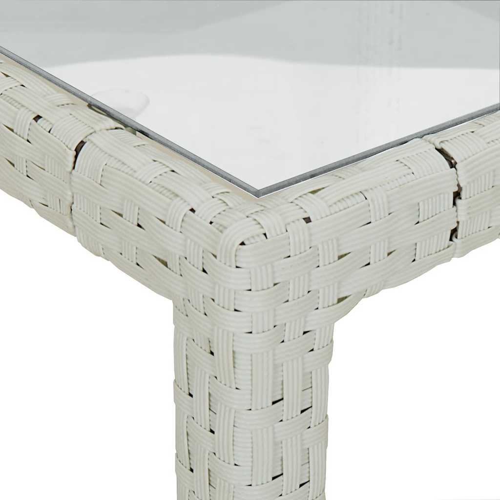Garden Table 150x90x75 cm Tempered Glass and Poly Rattan White